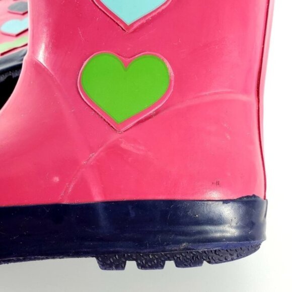 Hartstrings Little Girls Size 3 Pink & Blue Heart Accent Slip-on Water Boots - Picture 10 of 11
